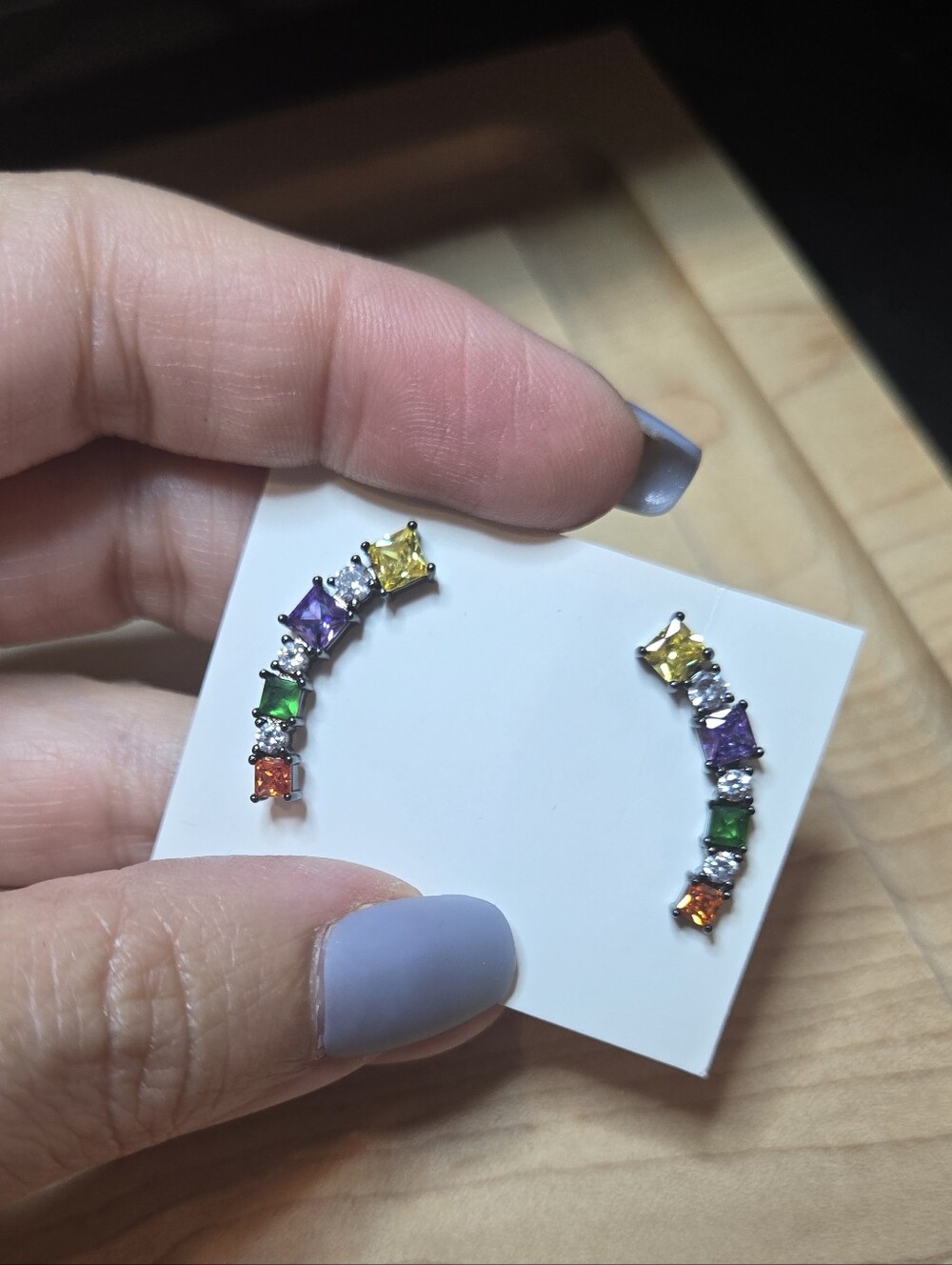 Ear Crawler NWT Multicolor Square Gem CZ - Picture 6 of 6